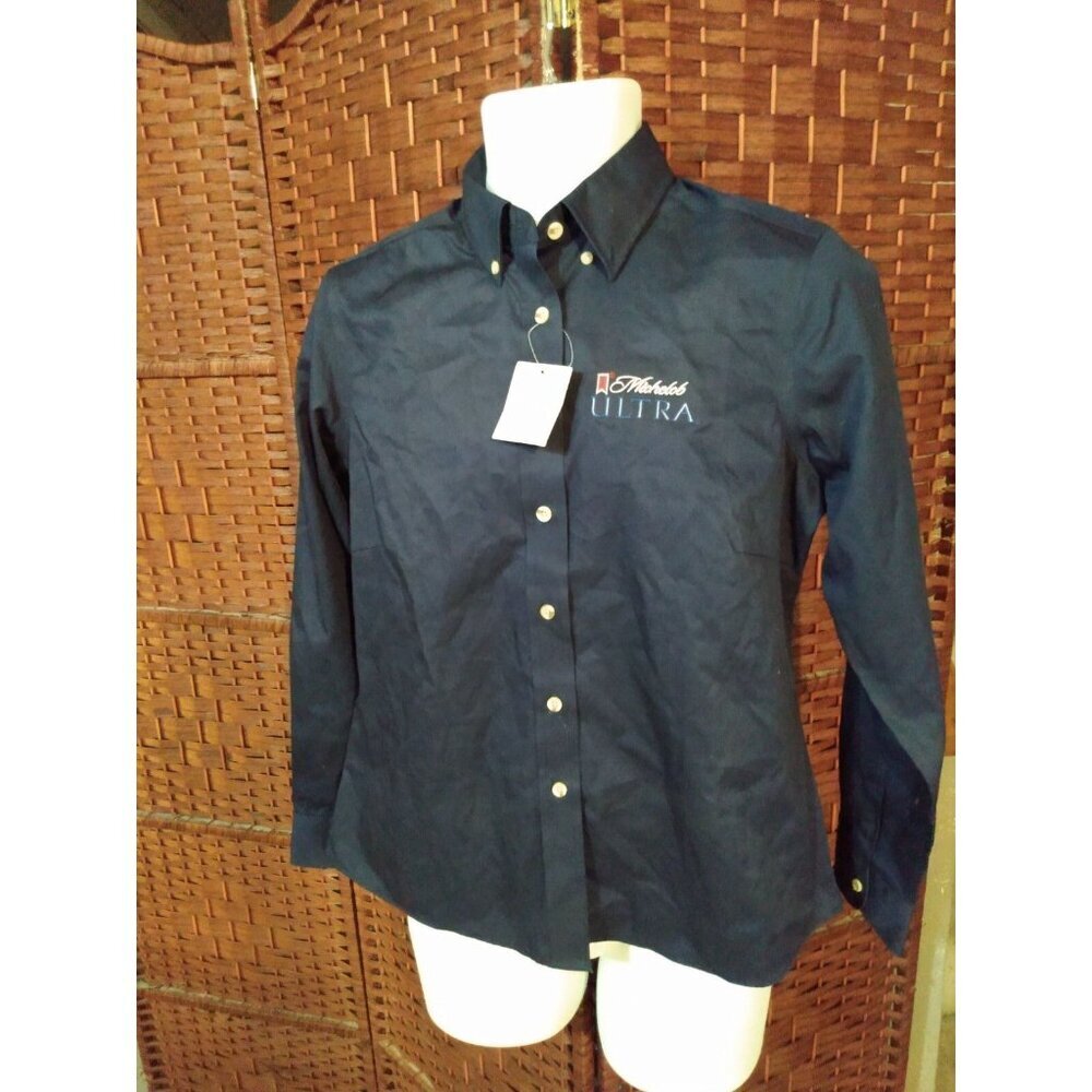 NWT Women's Michelob Ultra Beer Button Up Shirt Medium Uniform Long sleeve